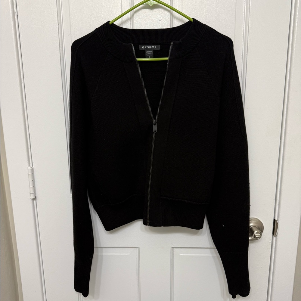 Athleta Classic Black Zip Cardigan